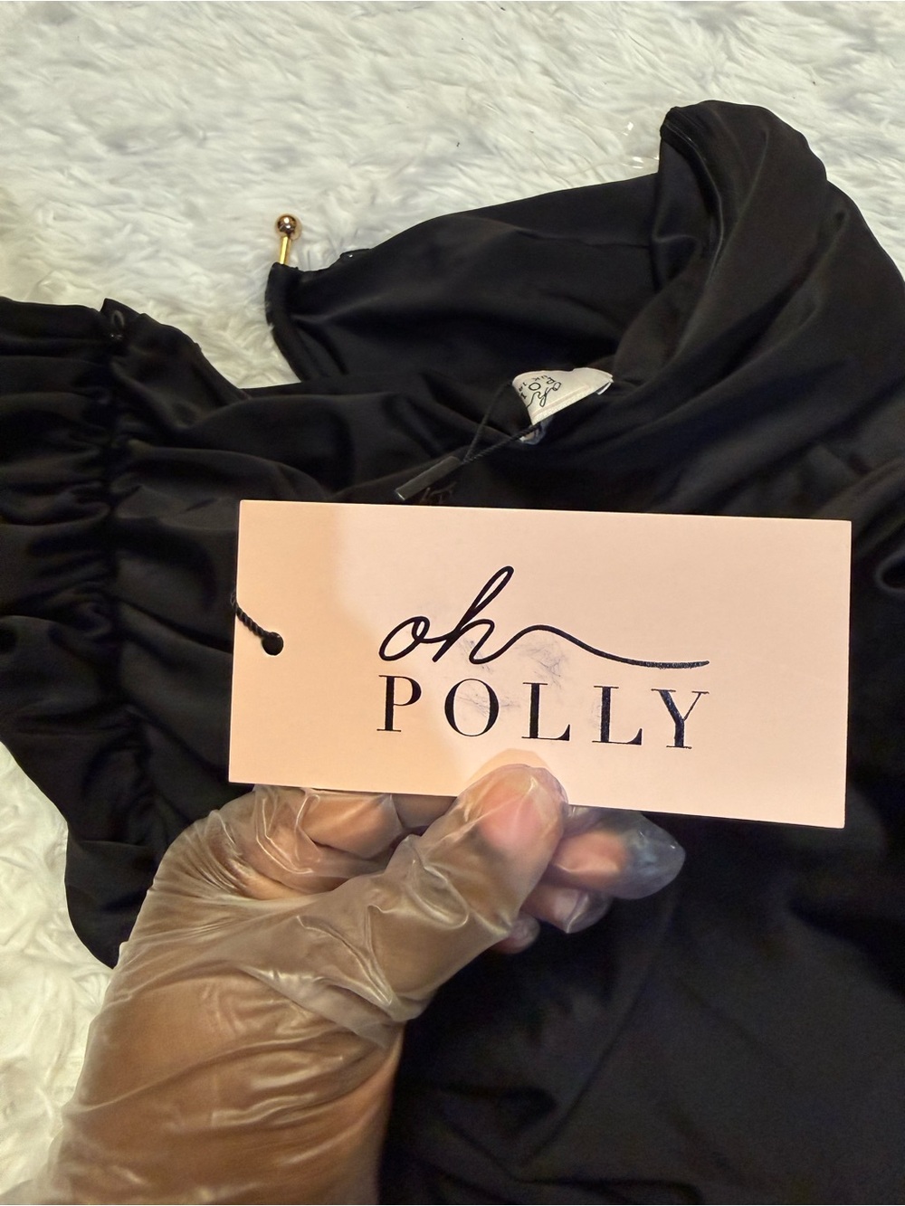 Oh Polly Socorra Ruched Hardware Detail Strapless Mini Dress in Black - Picture 6 of 16